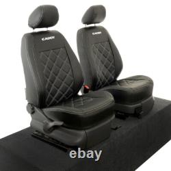 Vw Caddy Front Seat Covers Leatherette With'caddy' Embroidery (2004-2020) 852