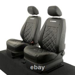 Vw Caddy Front Seat Covers Leatherette With'caddy' Embroidery (2004-2020) 852