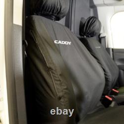 Vw Caddy Front Seat Covers With Caddy' Embroidery (2004 Onwards) Black 146