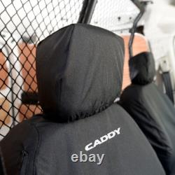 Vw Caddy Front Seat Covers With Caddy' Embroidery (2004 Onwards) Black 146