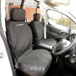 Vw Caddy Front Seat Covers With Caddy' Embroidery (2004 Onwards) Black 146