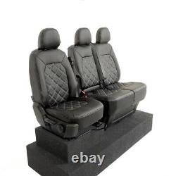 Vw Crafter Front Seat Covers Leatherette (2017 Onwards) Black 1156