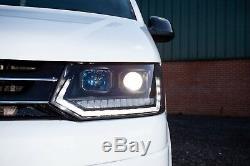 Vw T5.1 Transporter LED DRL Headlights, With SEQUENTIAL INDICATORS + WHITE BULBS