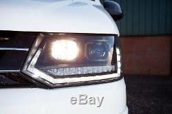 Vw T5.1 Transporter LED DRL Headlights, With SEQUENTIAL INDICATORS + WHITE BULBS