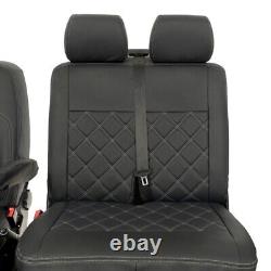 Vw Transporter T6/t6.1 Front Seat Covers Leatherette (2015 Onwards) Black 209