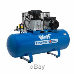 Wolf 150 Litre Air Compressor 3HP 14CFM 240v Twin Cylinder Pump Belt Driven