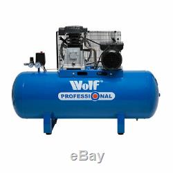 Wolf 150 Litre Air Compressor 3HP 14CFM 240v Twin Cylinder Pump Belt Driven