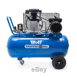 Wolf Air Compressor 90 Litre 150PSI Belt Drive 3HP 14CFM Twin Cylinder Pump 240v