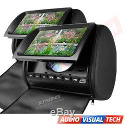 2x In Car Headrest Twin Dual Monitor Lecteur DVD 9 Écran Digital Usb / Sd Black