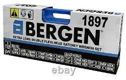 Bergen Extra Long Double Flexi Ratchet Spenners Clé D'aviation 8-19mm & Adaptateur