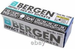 Bergen Impact Hex Bit Sockets Set 1/2 Dr Impact Allen Keys H4 To H19 S2 Steel