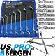 Bergen Offset Double Ring Spanners 12 Point Swan Neck Double Box Wrench 7pc Outil
