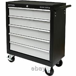 Black Metal 5 Tiroir Lockable Tool Chest Storage Box Roller Cabinet/rollcab Cab