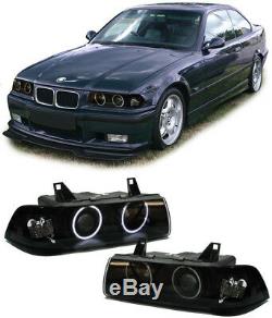 Ccfl Angel Eyes Scheinwerfer Schwarz Für Bmw 3er E36 Coupe Cabrio