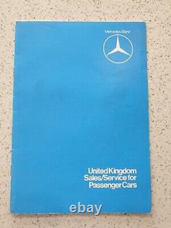 Dossier des propriétaires Mercedes-Benz 1983 R107 et livrets d'entretien
