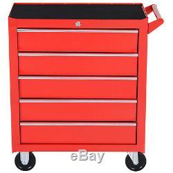 Durhand Rouleau Outil Cabinet Stoarge Box 5 Tiroirs Garage Atelier Coffre-rouge