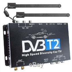 Dvb-t2 H. 265 Récepteur Hevc 2x Antenne Auto Kfz 12v / 24v Dvbt2 Tuner Empfänger Box