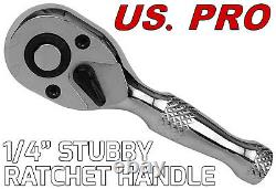 États-unis. Pro Tools 3pc Stubby Cliquet Poignée Ensemble 1/4 3/8 1/2 Socket Courte Clés