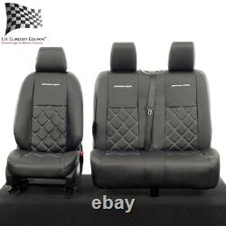 Housses de siège avant en simili cuir et broderie pour Mercedes Sprinter (2018 et suivant) Noir 808