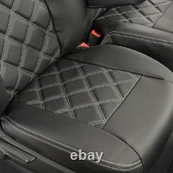 Housses de siège avant en simili cuir et broderie pour Mercedes Sprinter (2018 et suivant) Noir 808