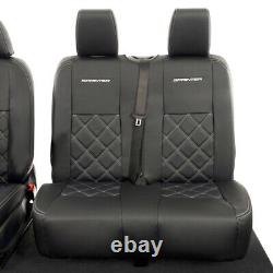 Housses de siège avant en simili cuir et broderie pour Mercedes Sprinter (2018 et suivant) Noir 808