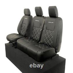 Housses de siège avant en simili cuir et broderie pour Mercedes Sprinter (2018 et suivant) Noir 808