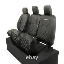 Housses de siège avant en simili cuir et broderie pour Mercedes Sprinter (2018 et suivant) Noir 808