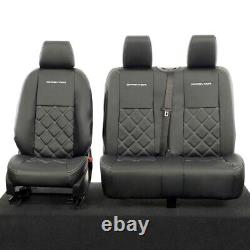 Housses de siège avant en simili cuir et broderie pour Mercedes Sprinter (2018 et suivant) Noir 808