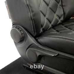 Housses de siège avant en simili cuir et broderie pour Mercedes Sprinter (2018 et suivant) Noir 808
