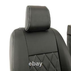 Housses de siège avant en simili-cuir pour Peugeot Expert (à partir de 2016) Noir 952
