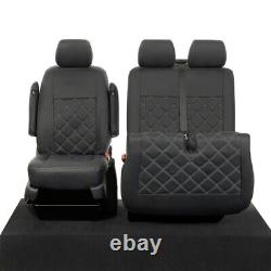 Housses de siège avant en simili-cuir pour VW Transporter T6 / T6.1 (à partir de 2015) Noir 209