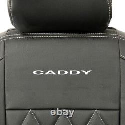 Housses de siège avant en similicuir Vw Caddy avec broderie 'caddy' (2023 et plus récent) 956