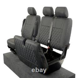 Housses de siège avant en similicuir noir pour VW Transporter T5/T5.1 Caravelle 1167