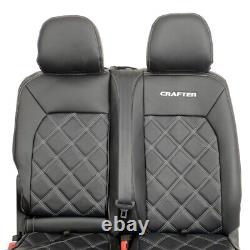 Housses de siège avant en similicuir pour VW Crafter avec broderie 'crafter' (2017 et plus récent) 892