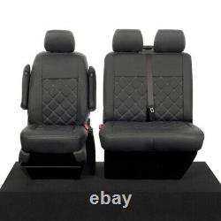 Housses de siège avant en similicuir pour VW Transporter T6 / T6.1 (à partir de 2015) Noir 209