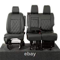 Housses de siège avant en similicuir pour Vauxhall Opel Vivaro (2019 et ultérieur) Noir 952
