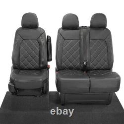 Housses de siège avant en similicuir sur mesure pour VW Crafter (à partir de 2017) Noir 1023