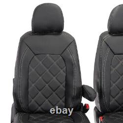 Housses de siège avant en similicuir sur mesure pour VW Crafter (à partir de 2017) Noir 1023