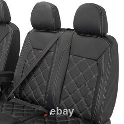 Housses de siège avant en similicuir sur mesure pour VW Crafter (à partir de 2017) Noir 1023