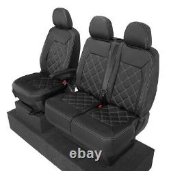Housses de siège avant en similicuir sur mesure pour VW Crafter (à partir de 2017) Noir 1023
