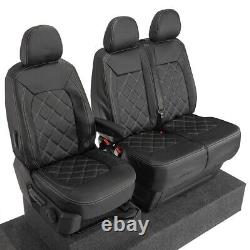 Housses de siège avant en similicuir sur mesure pour VW Crafter (à partir de 2017) Noir 1023