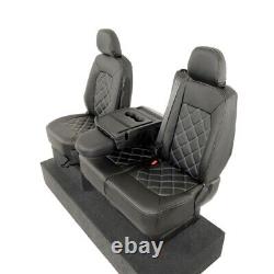 Housses de siège avant en similicuir sur mesure pour VW Crafter (à partir de 2024) Noir 1156