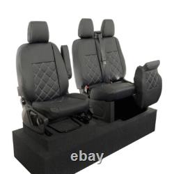 Housses de siège avant sur mesure en simili cuir pour Ford Transit Custom (2013-2023) Noir 889