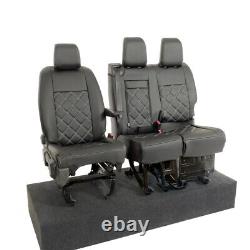Housses de siège en similicuir avant sur mesure pour Peugeot Expert (2023 et après) Noir 806