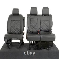 Housses de siège en similicuir avant sur mesure pour Peugeot Expert (à partir de 2016) Noir 806