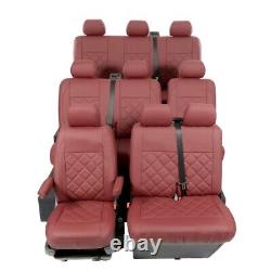 Housses de siège pour tous les sièges Vw Transporter T5/t5.1 Shuttle (2003-2015) Rouge 964 966 967
