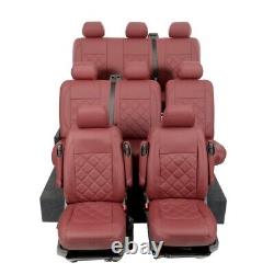 Housses de siège pour tous les sièges Vw Transporter T5/t5.1 Shuttle (2003-2015) Rouge 965 966 967