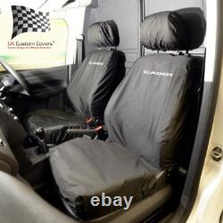 Housses de sièges avant VW Caddy avec broderie Caddy (2004 et suivants) Noir 146