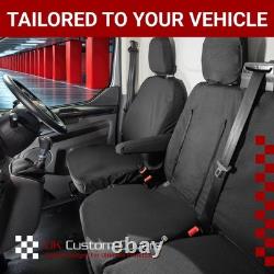 Housses de sièges avant et arrière pour Ford Transit Custom Crew Cab (2013-2023) Noir 275 131
