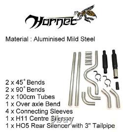 Kit d'échappement adaptable Hornet 1,75 pouce avec 3 embouts en acier inoxydable